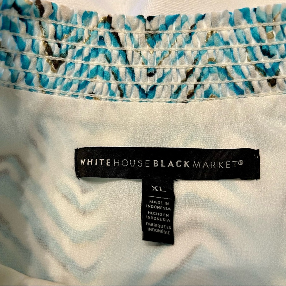 White House Black Market Blue and White Top